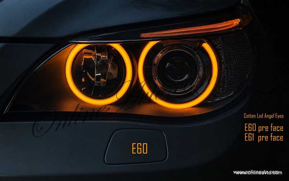 Cotton LED Angel Eyes-Ангелски очи BMW E60/E61 Преди Фейслифт Е60/Е61 Amber/Оранжеви