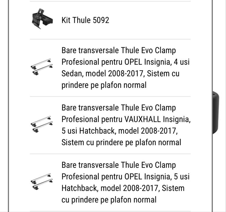 Kit Thule 145056 TA145056 si TA145092 145092  cleme -stare foarte buna