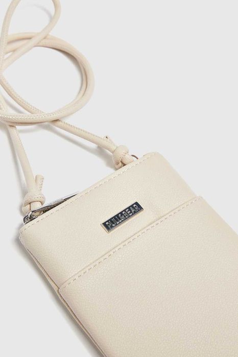 Дамска чанта за мобилен телефон с джоб Pull&Bear, 19х19х2 см, Бежова