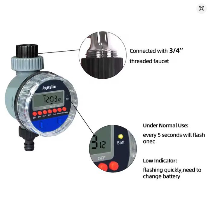 Таймер за напояване за бидон, IBC цистерна електронен - Aqualin 0-8bar