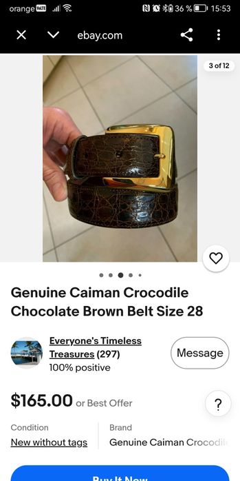 Curea din piele naturală de crocodil 110cm