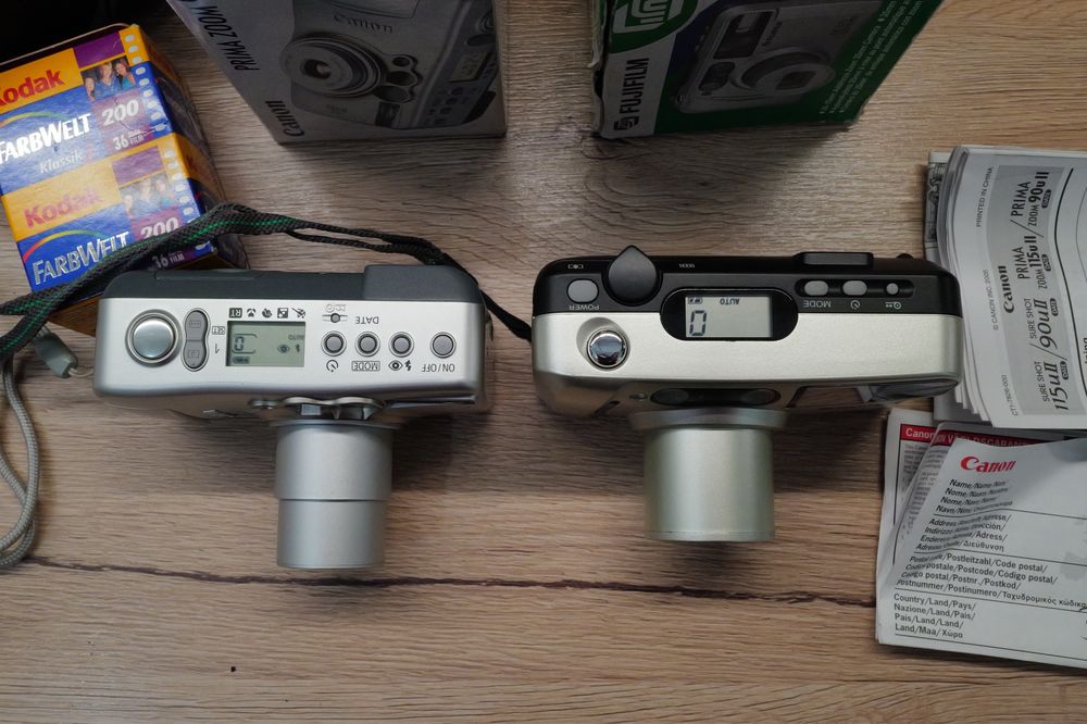 Aparat NOU foto Canon Prima  90u lI Date si Fujifilm film point shot