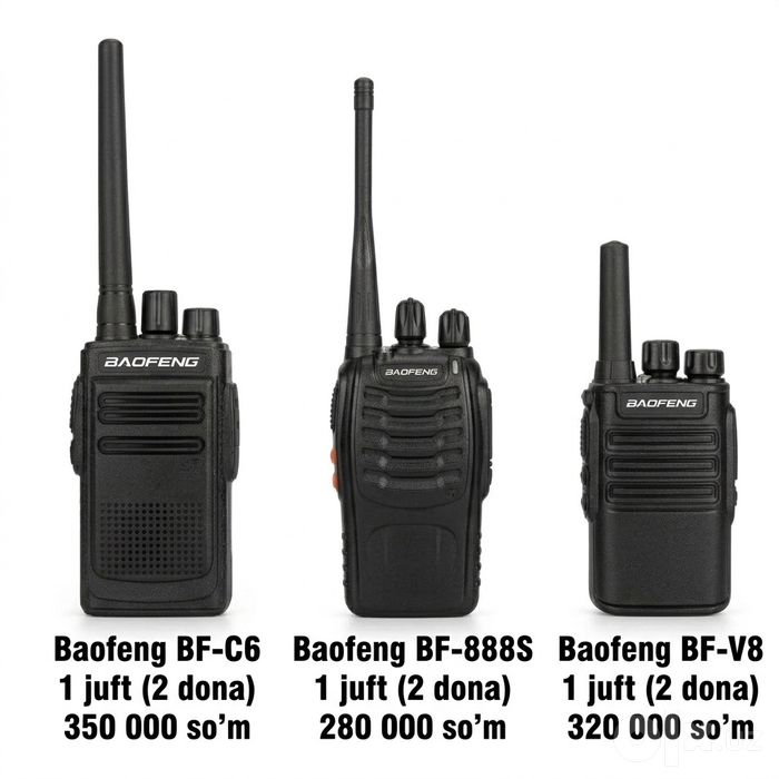 Baofeng Bf V8 1-jufti (2 dona) narxi 320000 so'm