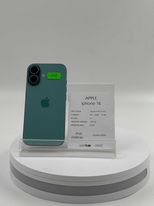 Aple iPhone 16 128 GB 93% Garantie 24 luni CashBox
