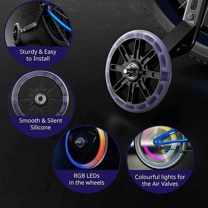 Универсални помощни колела за велосипед с размер 12-20" с LED светлини