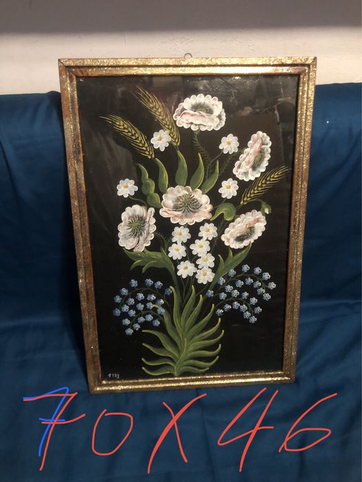 Tablou pictat pe panza cu stica si rama