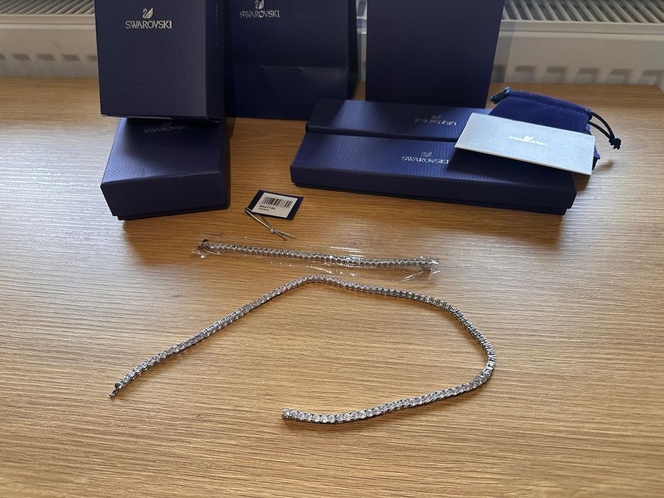 Colier si bratara Swarovski tennis Matrix set argintiu 2026