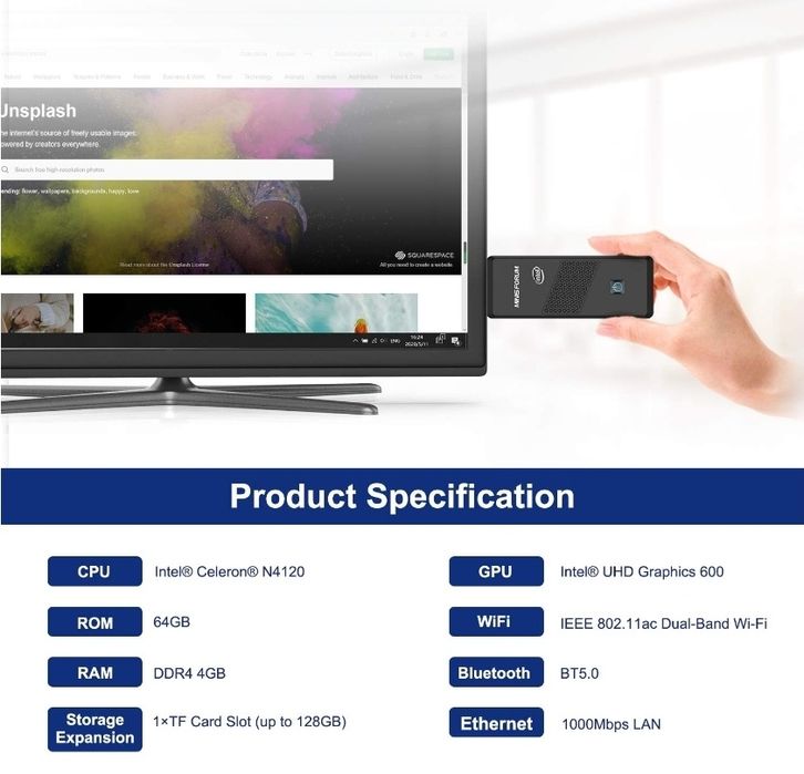 Супер мини PC компютър с Windows 10 pro, MINISFORUM S41 Celeron N4120