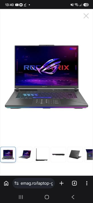 Laptop Gaming ASUS ROG Strix G16 G614JVR Intel® Core™ i9-14900HX 36M Cache, up to 5.80 GHz, 16" QHD+ 240Hz, 32GB, 1TB SSD, NVIDIA GeForce RTX 4060 8GB