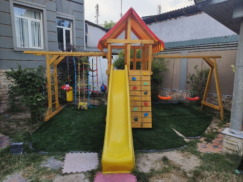 Детская площадка горка аттракцион болалар майдони домик качели swings
