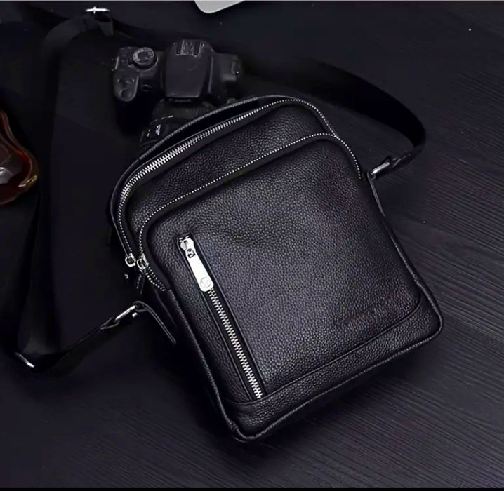 Мъжка изискана и луксозна кожена чанта /Черна естест•кожа -9% Промоция