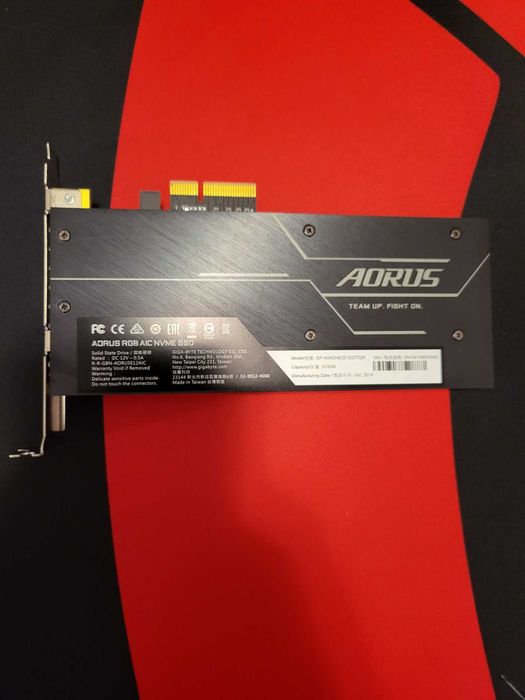 Gigabyte AORUS RGB AIC NVME SSD 512GB, PCIe 3.0 Add-in Card