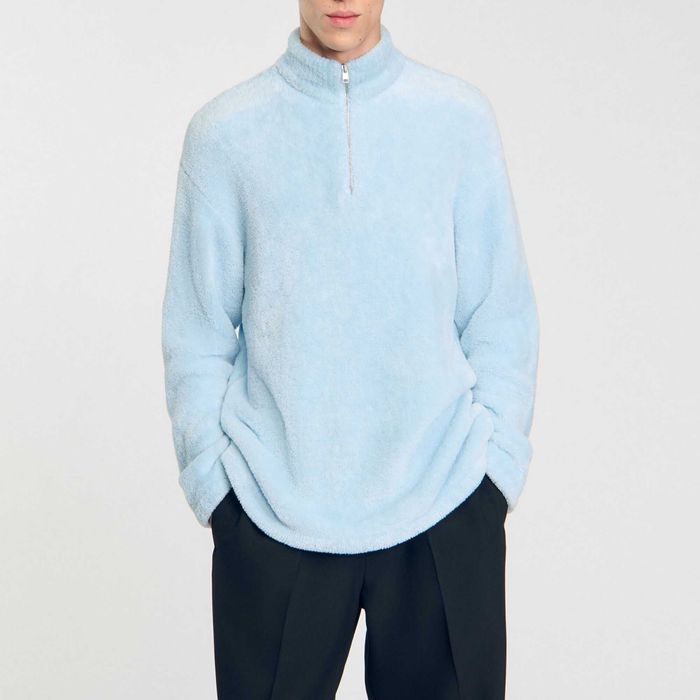 Sandro, Pulover din fleece Teery, Albastru, M