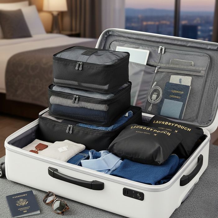 Комплект органайзер за багаж с 6 чанти за подреден и лесен транспорт