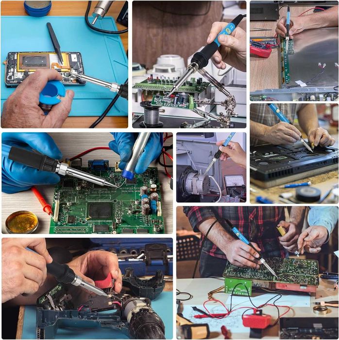 Поялник 60W 220V Комплект инструменти за запояване 15 части в чанта