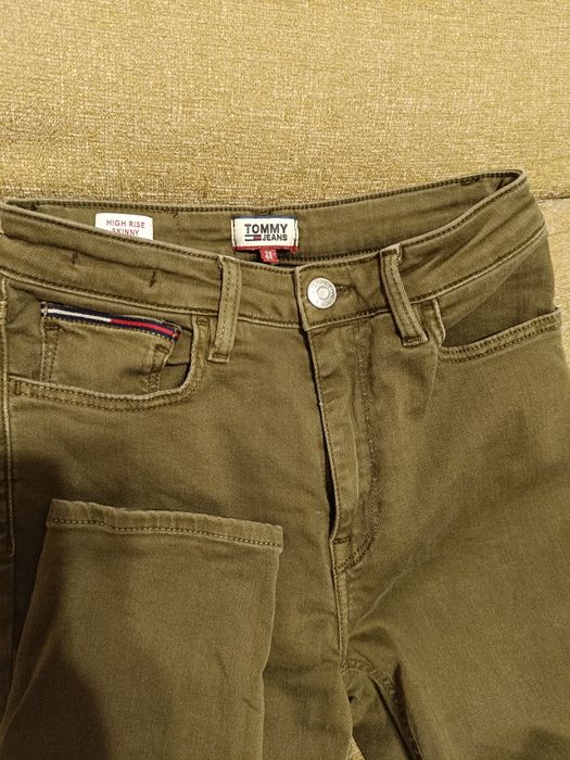 Оригинални дънки, Tommy Hilfiger, Skinny, 32, маслено зелени