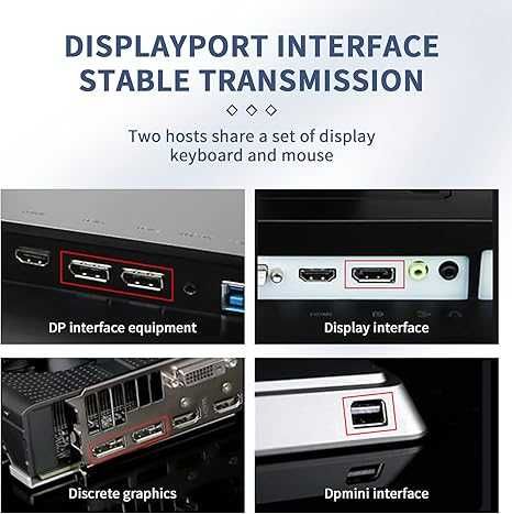 Displayport KVM превключвател 1 монитор 2 компютъра, ALYYDBG 4K USB