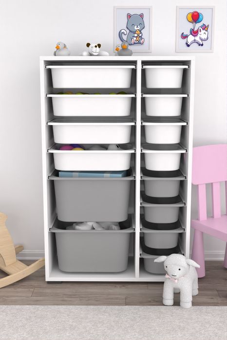 Органайзер, Етажерка за играчки, Мултифункционален шкаф с 14 кошници