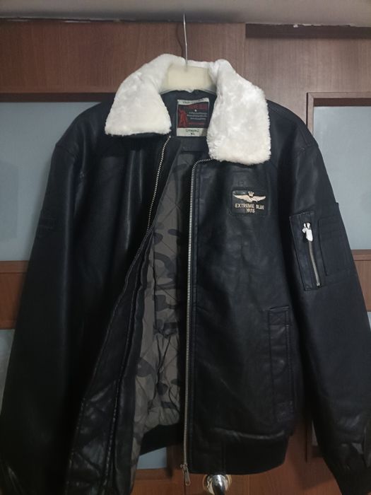 Geaca aviator guler detașabil