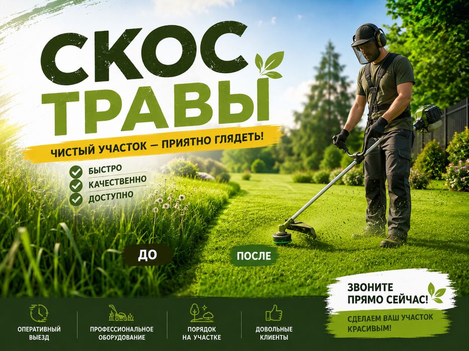 Скос травы тримером