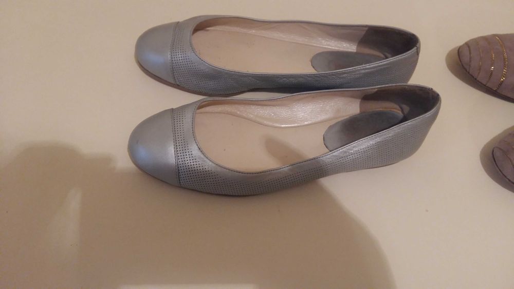 Balerini piele italienesti gri si roz 1+1
