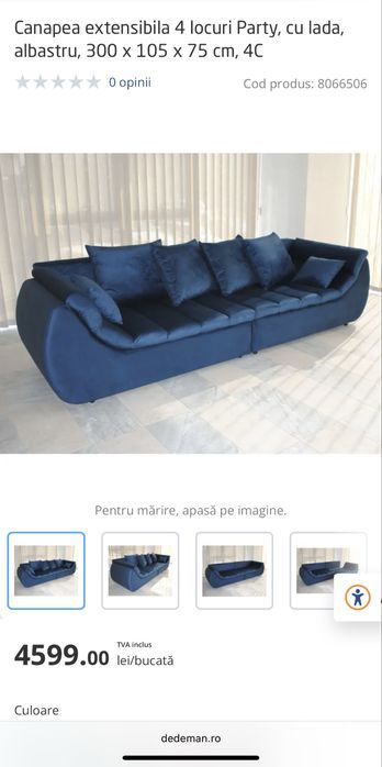 Canapea catifea party de 6 persoane