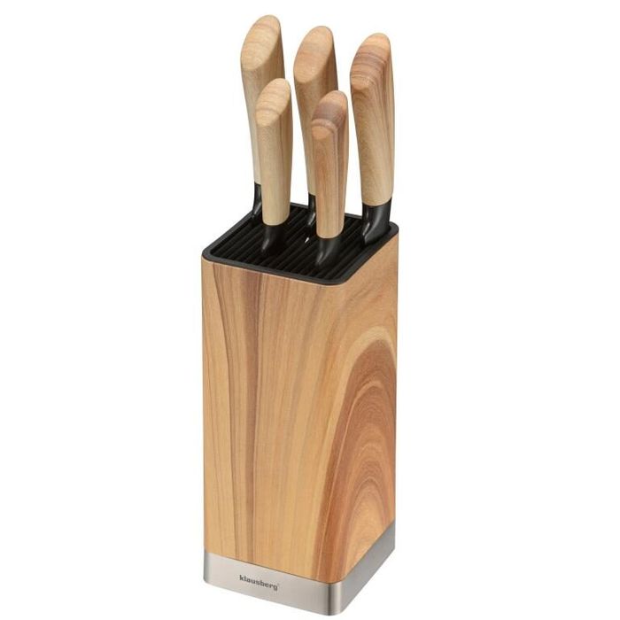 Set 5 cutite de bucatarie din otel inoxidabil cu suport, manere