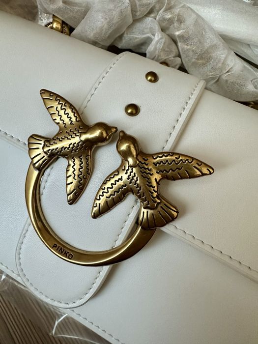 Оригинална чанта Pinko в бял цвят модел MINI LOVE BAG ICON