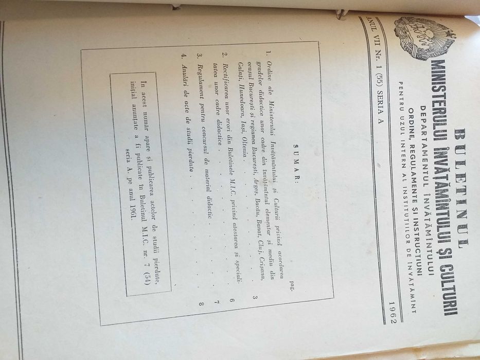 22 Buletine Oficiale Ministerului Invățământ. Rep.Soc Rom.vechi 70 ani