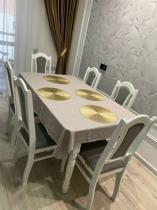 Стол с стульями комплект белый