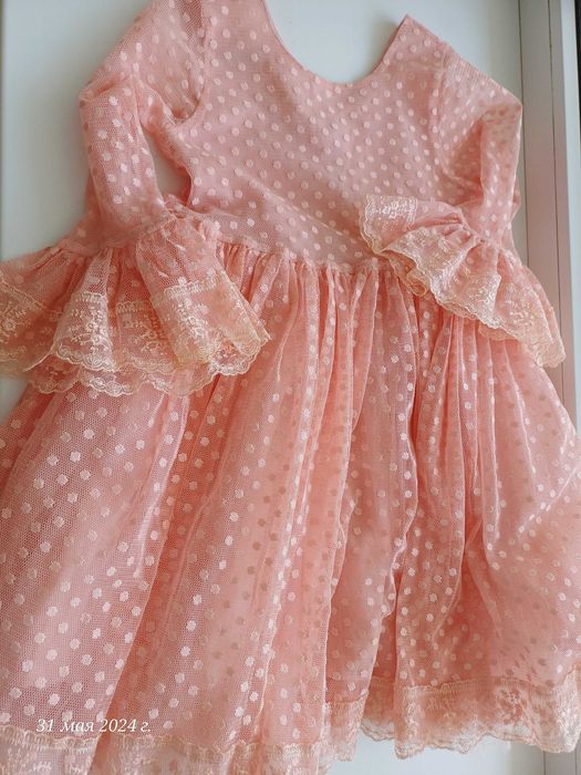 Платье персиковое 122 128