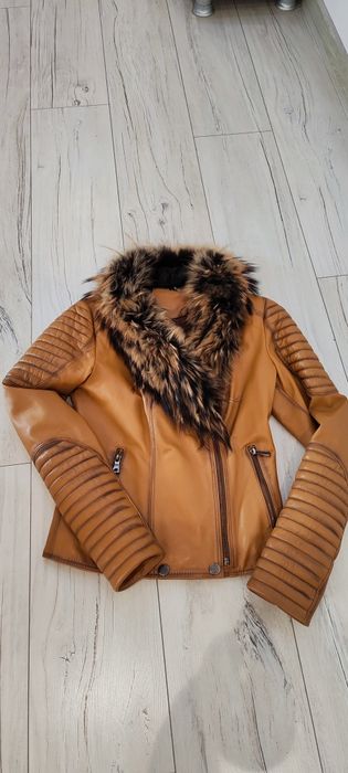 Кафяво кожено яке,пухена яка, Patrizia Pepe, LiuJo, Reserved, Twinset