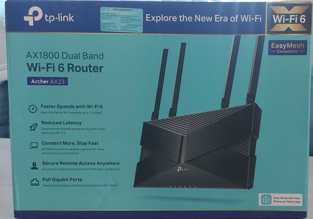 езжичен рутер TP-Link Archer AX23, AX1800, Dual-Band, Gigabit, Wi-Fi 6
