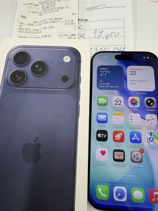 iPhone 17 Pro 256 deep blue , 100% батерия