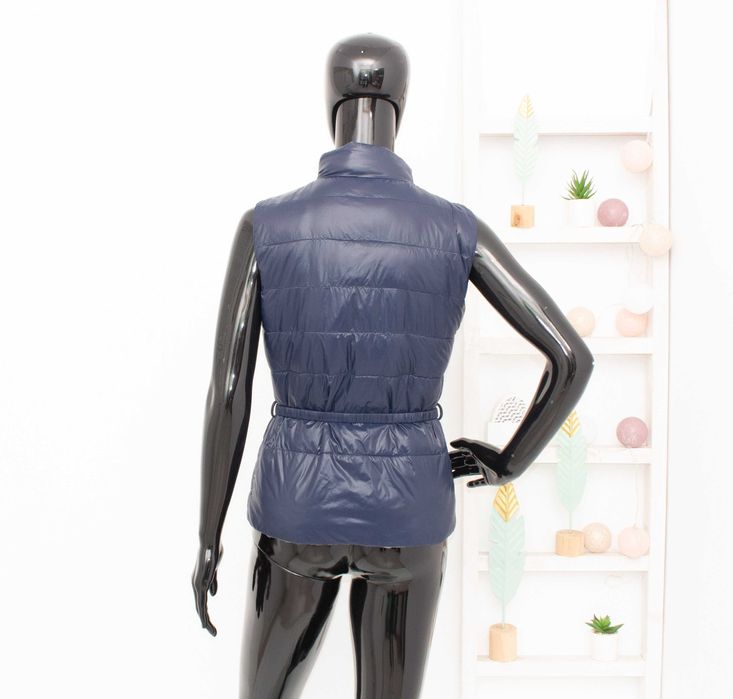 Armani Jeans оригинален дамски елек с 2 лица грейка синя каре XS-S