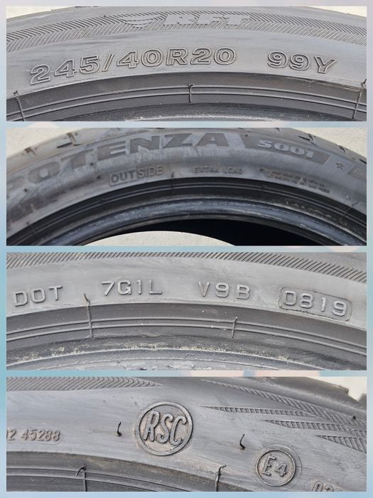 Anvelope vara 2 buc 275 35 20 Runflat RSC Bridgestone 1 buc 245 40 20 Runflat RSC Bridgestone ptr BMW seria 7 G11 G12