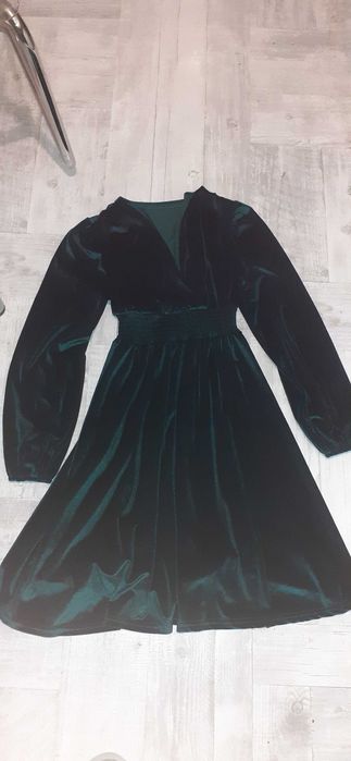 Rochie verde din catifea elastica, mas S