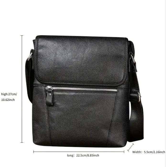 Мъжка елегантна дизайнерска чанта за през рамо /Черна естествена кожа!