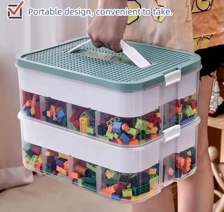 Кутия за съхранение на Lego органайзер за Lego части на 3 нива