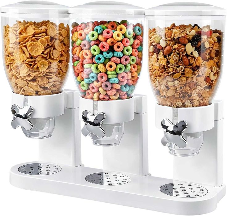 REDUS de la 200 RON, Dispenser dublu si  triplu pentru cereale sau bomnoane, 2x2L sau 3x2L, Alb sau Negru