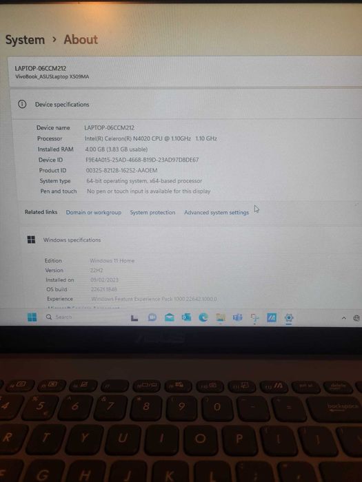 Laptop ASUS VivoBook X509MA – Intel Celeron / 4GB RAM