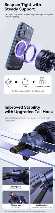 Baseus Qi2 MagPro Магнитный Авто Держатель MagSafe 15W For iPhone 15