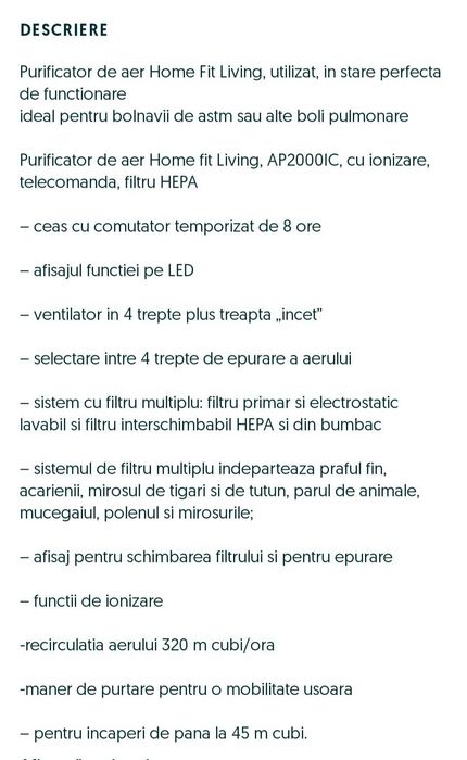 Purificator aer Home Fit Living