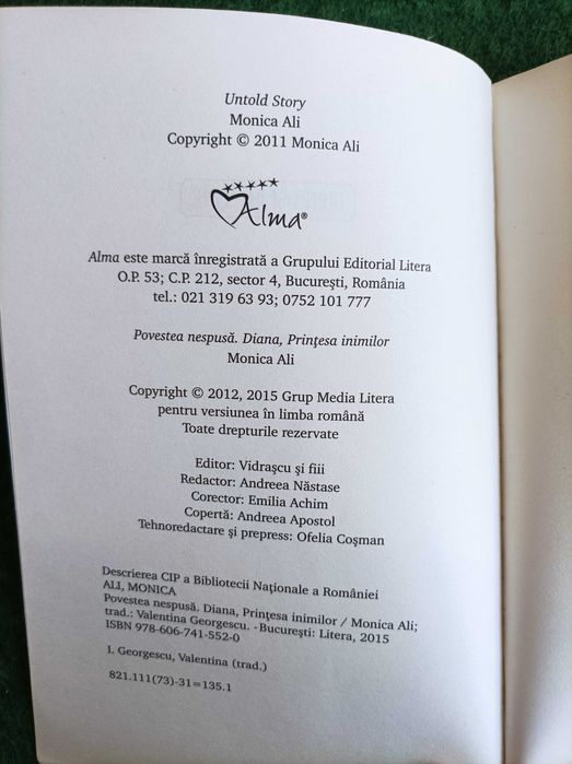 Povestea nespusa. Diana, printesa inimilor. de Monica Ali