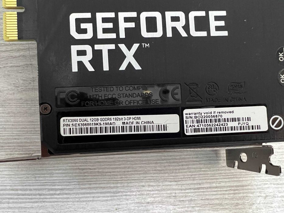 Palit NVIDIA GeForce RTX 3060 12GB GDDR6 Видеокарта
