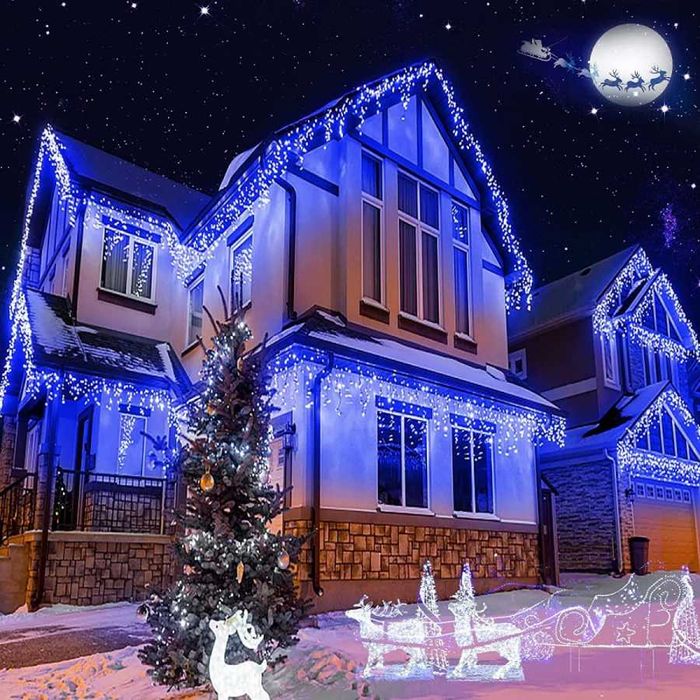 Instalatie Craciun turturi flash 15m perdea franjurata 4 culori alb