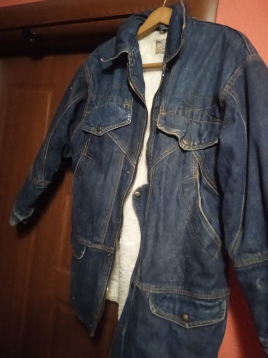 Дънкова шуба с вълнена потплата