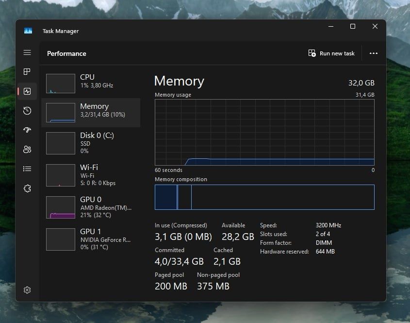 ОЗУ DDR4 32 ГБ (16+16) 3200 МГц