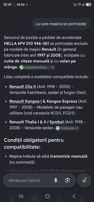 Hella senzor de padala acceleratie Renault