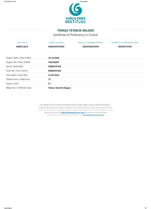 Ingliz va Turk tillari ONLINE | Individual darslar | IELTS 7 | TYS C1